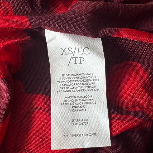 Cabi Long Sleeve Shirt Dress Floral mesh XS 4392 button down red burgundy - Picture 10 of 11